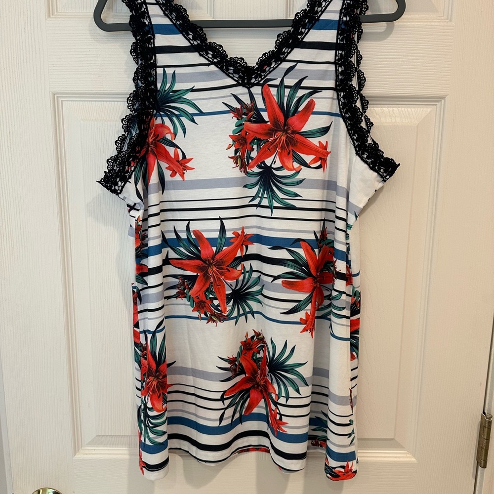 NWOT Lace Trim Women's Top